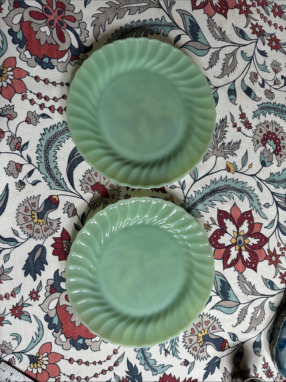 Vintage Anchor Hocking Fire King Green Jadeite Glass Dinner Plates - Set of 2